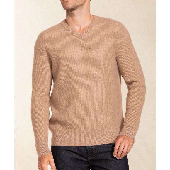 NEW Naked Cashmere Gregory V-Neck Cashmere Sweater In Toast - Picture 1 of 7